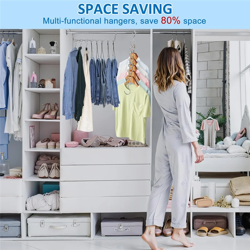 

SOFT-6 Pack Сверхмощные вешалки для экономии места для одежды с емкостью 30 фунтов Magic для экономии места на одежде и 360° ° Поворотный крючок