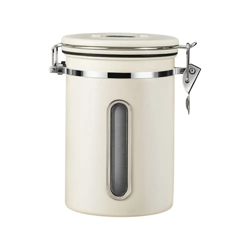 Modern Stainless Steel Coffee Canister Airtight Jar With CO2 Valve Visual Window For Fresh Roasted Bean Keeper