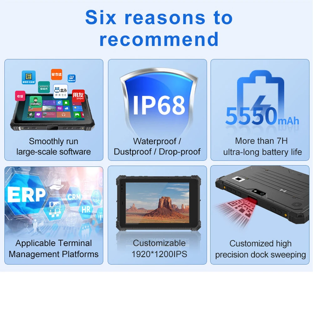 تابلت متين مقاوم للانفجار 1/21 بنظام التشغيل Windows 11 8GB 128GB 10.1 بوصة عرض 4G IP68 مع ماسح ضوئي ثنائي الأبعاد لمنصة حفر الزيت