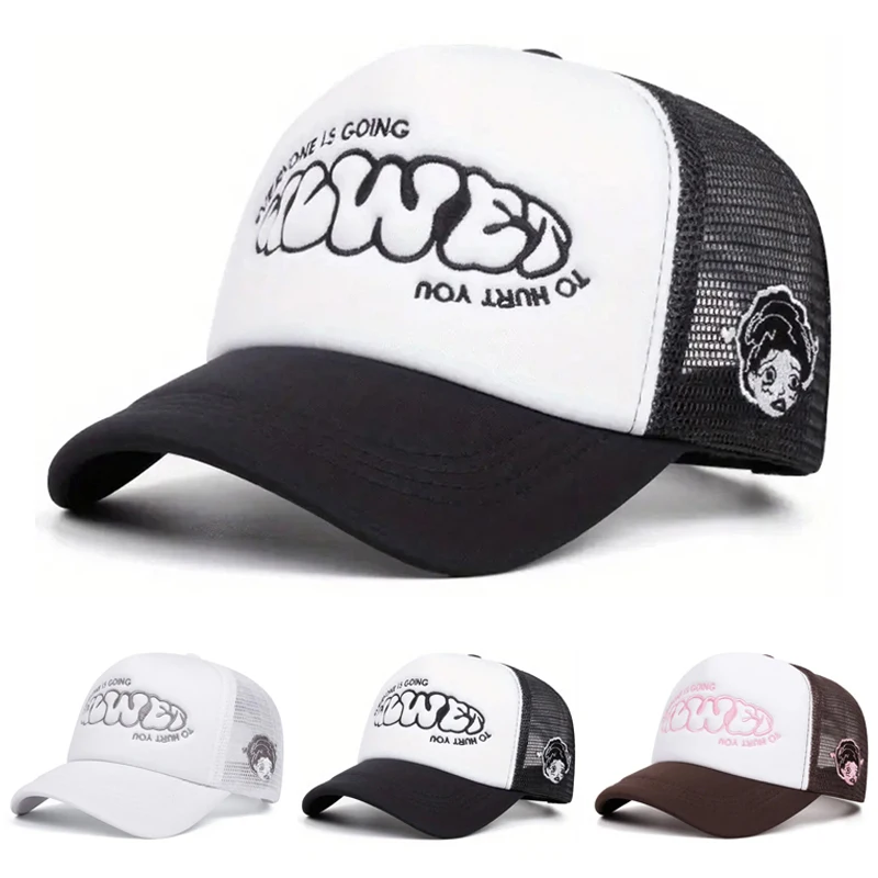 2026 New Hip Hop Hat GOING Women's Side Embroidered Baseball Hat Outdoor Daily Commuter Decoration Sunshade Hat Unisex Mesh Hat