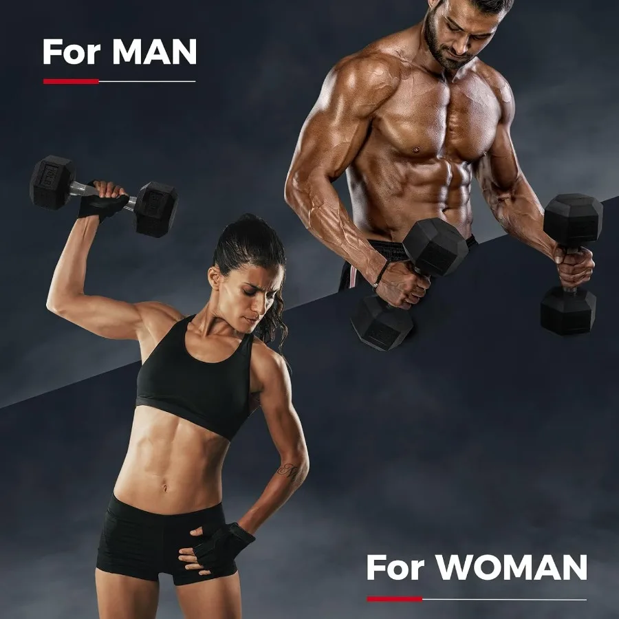 مجموعات دمبل سداسية مغلفة بالمطاط بوزن 5300 رطل مع رف اختياري لأوزان اليد المطلية بصالة الألعاب الرياضية المنزلية لتدريبات القوة Ide