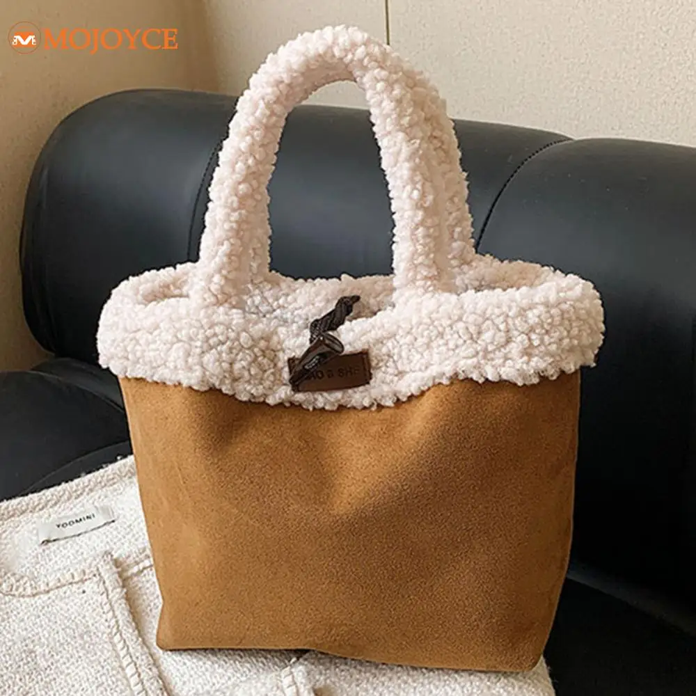 Faux Suede Fashion Small Shoulder Bag 2024 Classic Lamb Wool Retro Tote Bag Winter French Handbag Ladies High Quality Bucket Bag