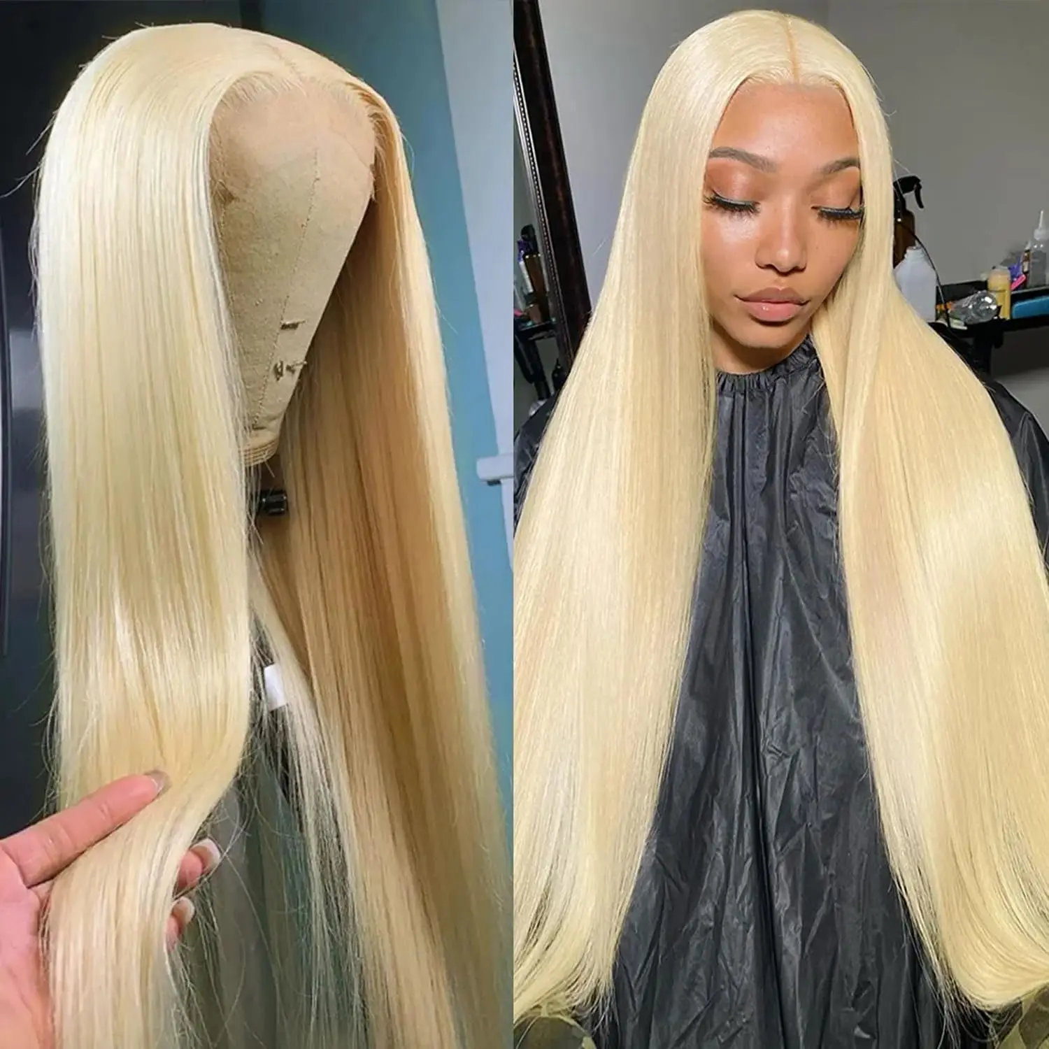 13x4 Lace Front Human Hair Wigs 613 Honey Blonde Color Straight 180 Density 30 Inch 13x6 HD Transparent Frontal Wig For Women