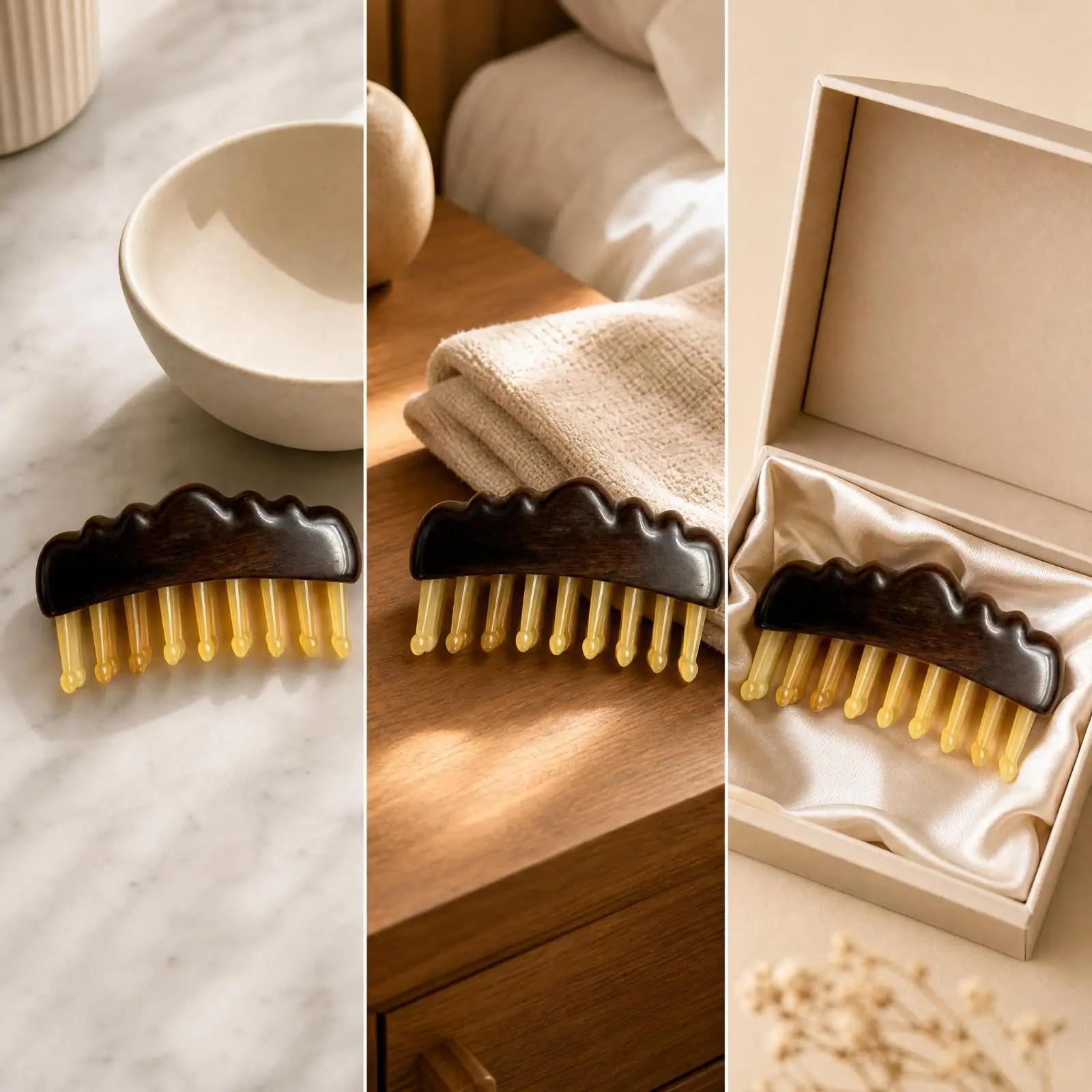 Lilac Rosewood Massage Comb Keratin Tines Scalp Detangler Wooden Grooming Tool for Home Travel