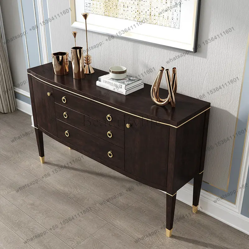 Entrance cabinet light luxury, modern simple American all-solid wood locker