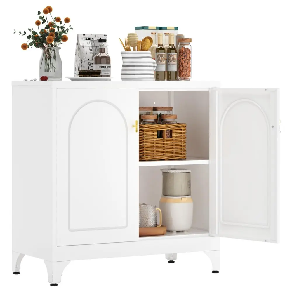 

Storage Cabinet with 2 Doors, 33 H White Sideboard Cabinet, Small Kitchen Pantry with Adjustable Shelf, Coffee Bar Cabinets, St