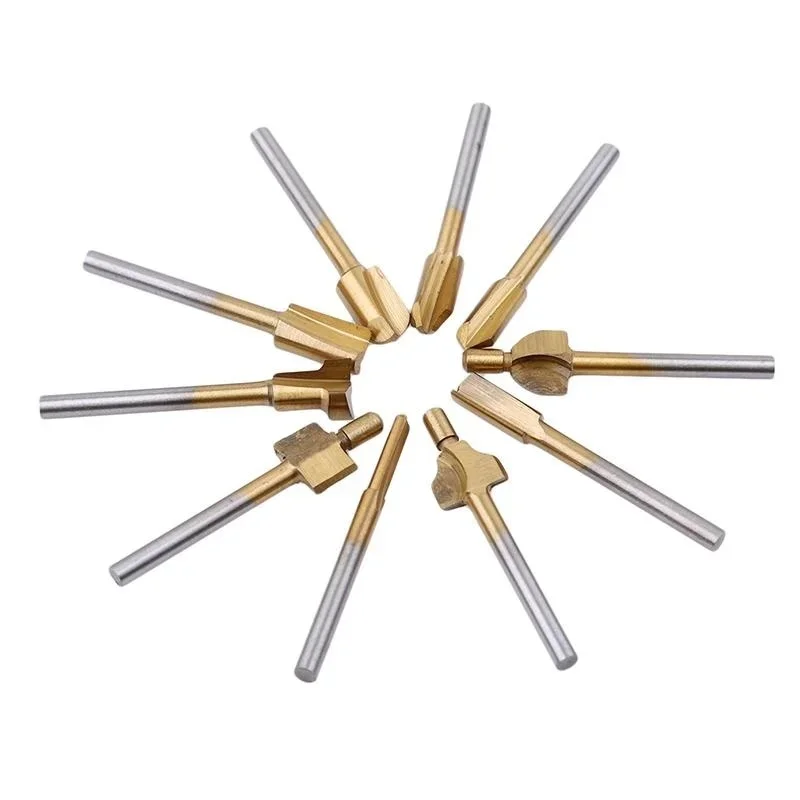 10Pcs silver and gold mini milling cutter set