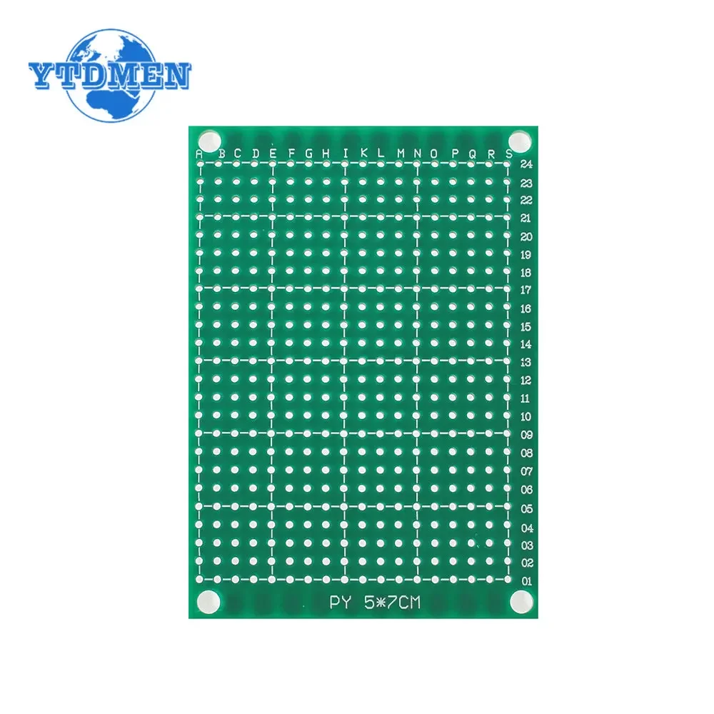 PCB Único Lado Protótipo Board, DIY Universal Circuit Boards, Kit Eletrônico, Verde, 5x7cm, 5Pcs