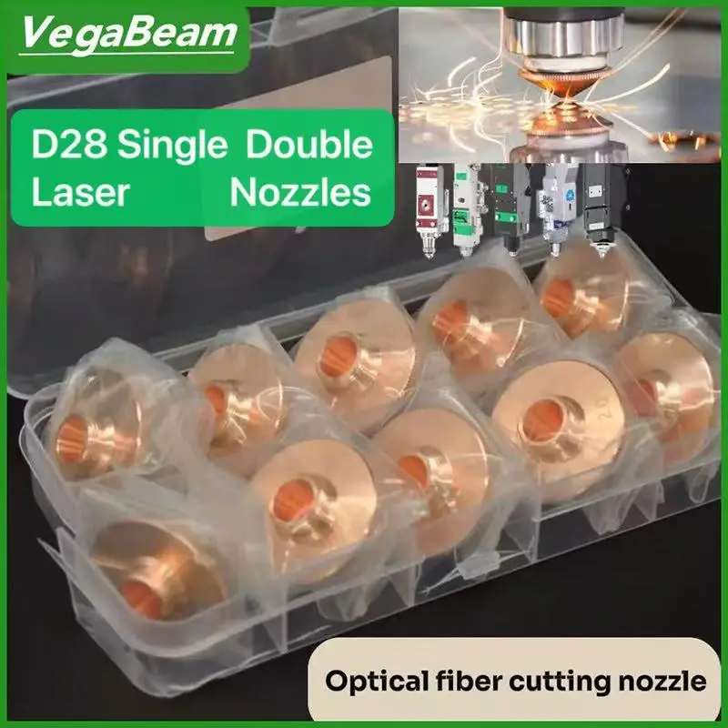 

10 pcs Fiber Laser Nozzle Single Double Chrome-plated Layers D28 Caliber 1.0-5.0mm for Raytools Precitec WSX Laser cutting Head