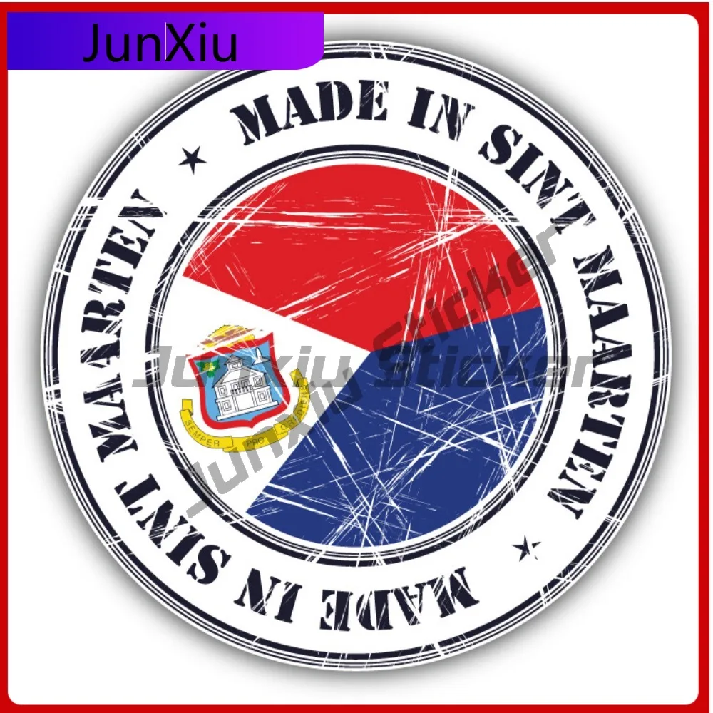 

Made In Sint Maarten Grunge Flag Stamp Car Decal Bumper Stickers Funny Style Wall Use For Helmet Side Vehicle Exterior Decora