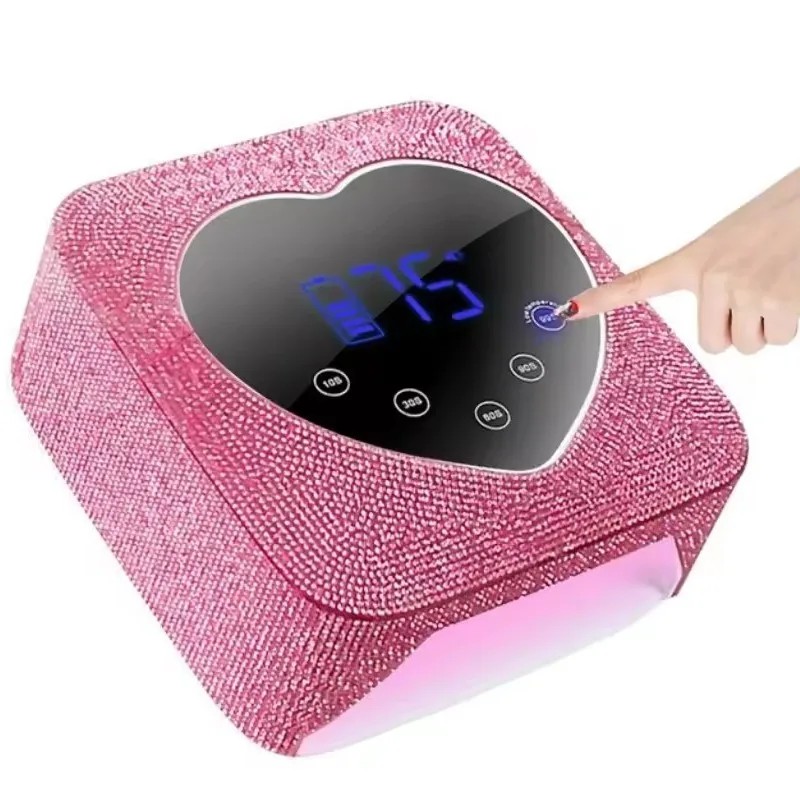 Diamond-encrusted 72W High-power Cordless Nail Light Quick-drying Nail Baking Gel Light Therapy 3-Speed Timing UV Nail Machine