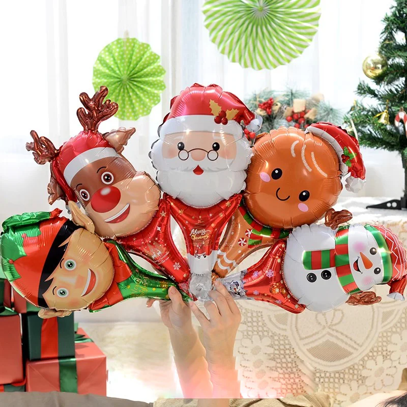10/50 Stück Weihnachtsballons Weihnachtsmann Strike Stick Ballon Schneemann Zuckerstange Frohes Neues Jahr Frohe Weihnachten Dekoration