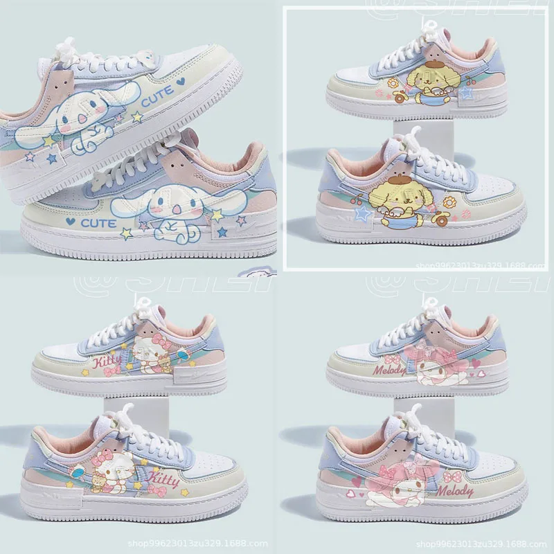 Sanrios Hello Kittys Cinnamoroll Cartoon Sneakers Sports Spring Autumn Flat Sports Wearable Versatile Cute Kuromi Casual Shoes