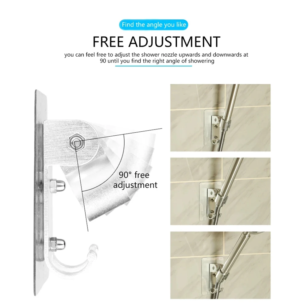 Aluminum Shower Head Holder Stand Adjustable Bracket Strong Adhesive Wall Mount Pressurized Water-saving Filtering Shower Pipe