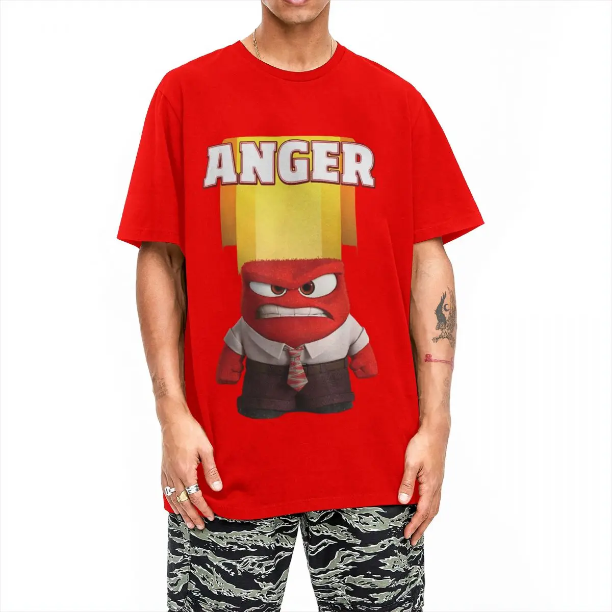 Men Women's T-Shirt Inside Out Riley's Anger Red Character Logo 100% Cotton Tees Short Sleeve T Shirts O Neck Clothes Plus Size