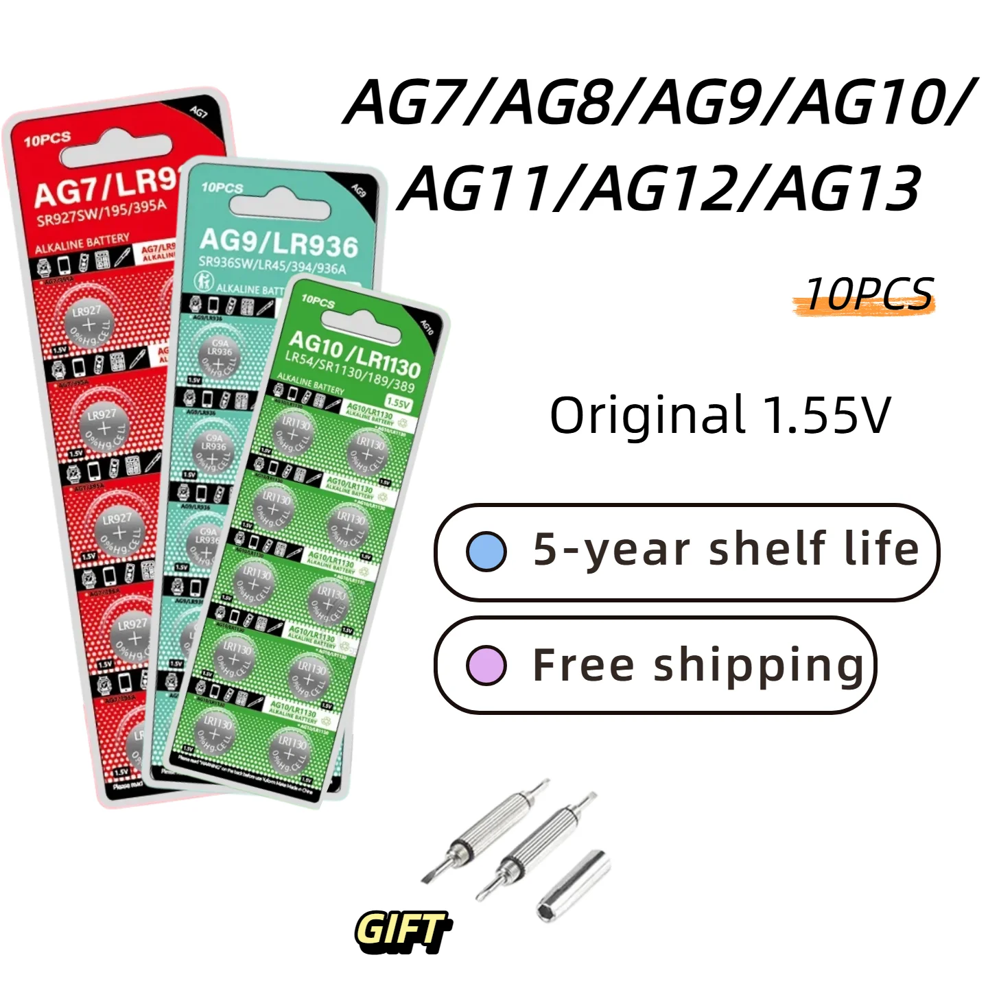 

Wholesale Bulk AG13/LR44 Alkaline Button Cell Battery, 1.5V 10-50PCS Pack, for LED Light, Toy, Calculator, Watch