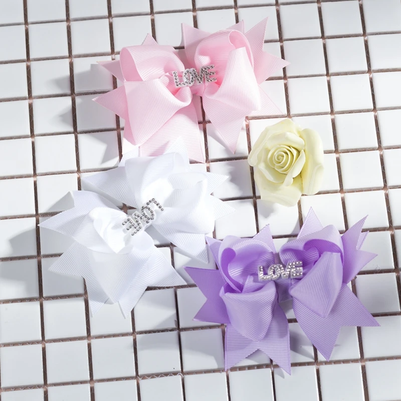 1Pcs New Baby LOVE Bowknot Hair Clips For Newborn Baby Girls Cute Bows Hairpin Barrettes Headwear Infant Kids Hair Accessories