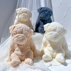 Sitting Sleeping Bulldog Puppy Candle Mold Animal Puppies Soy Wax Silicone Mould Dog Lover Home Decor