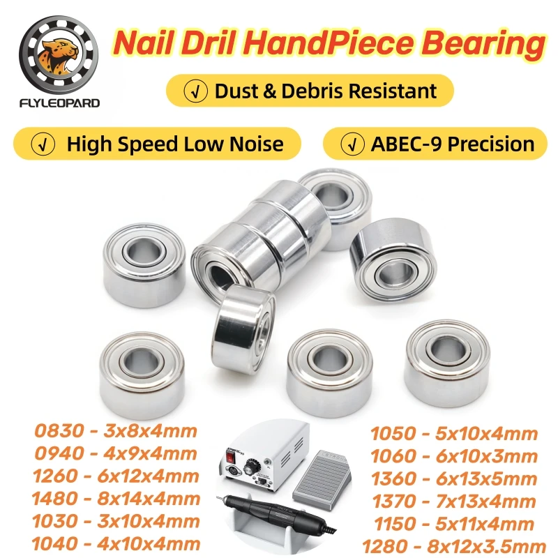 10Pcs 693ZZ 0830 Bearing 3x8x4mm ABEC-9 Carbon Brush Micromotor Handpiece Ball Bearing Kit Electric Nails Drill 693 ZZ
