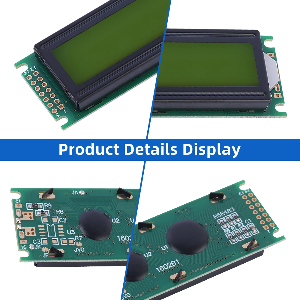 유럽 옐로우 그린 필름, 1602B1 문자 LCD 모듈, 2x16 LCD 하이 프레임, ST7066U, 16x2 흑백 스크린, 다국어 모듈