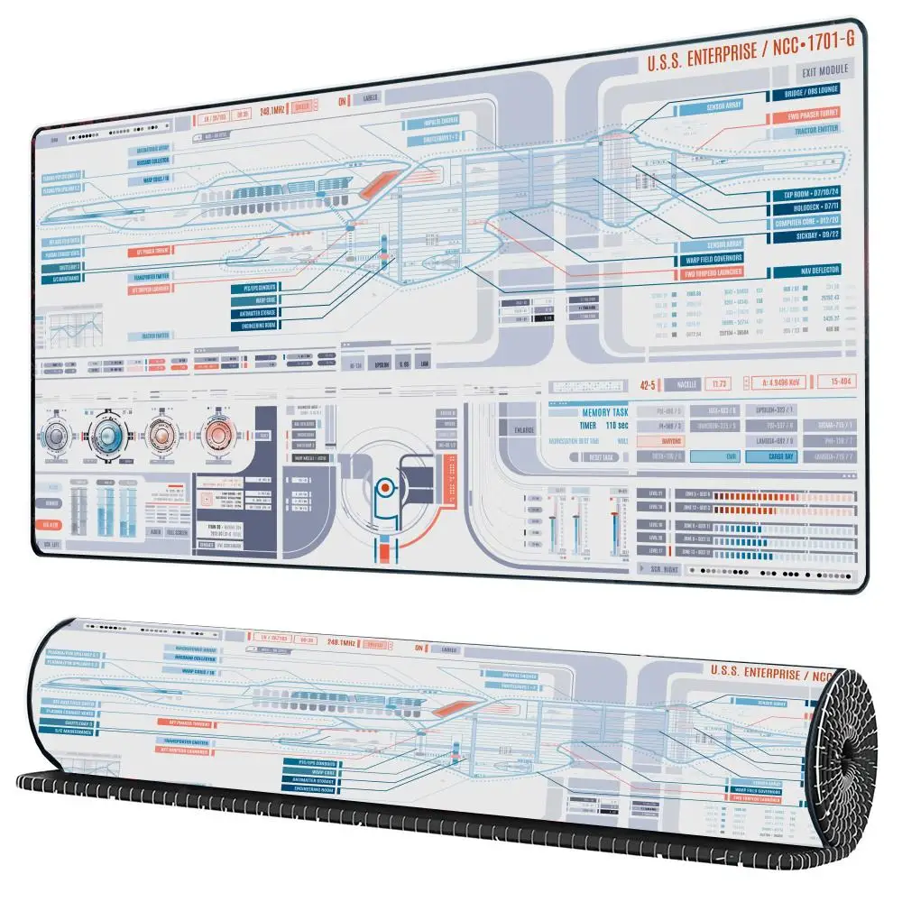 

Star Trek Blueprint Series Mouse Pad Star Trek Gaming Desk Pad Office Accessories Keyboard Anime Theme XXL Oversized 900x400mm