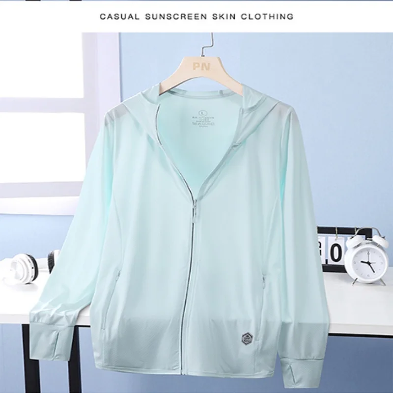 High quality summer new sunscreen clothing, outdoor sports, outdoor ice silk breathable hooded sunscreen clothing for men and wo