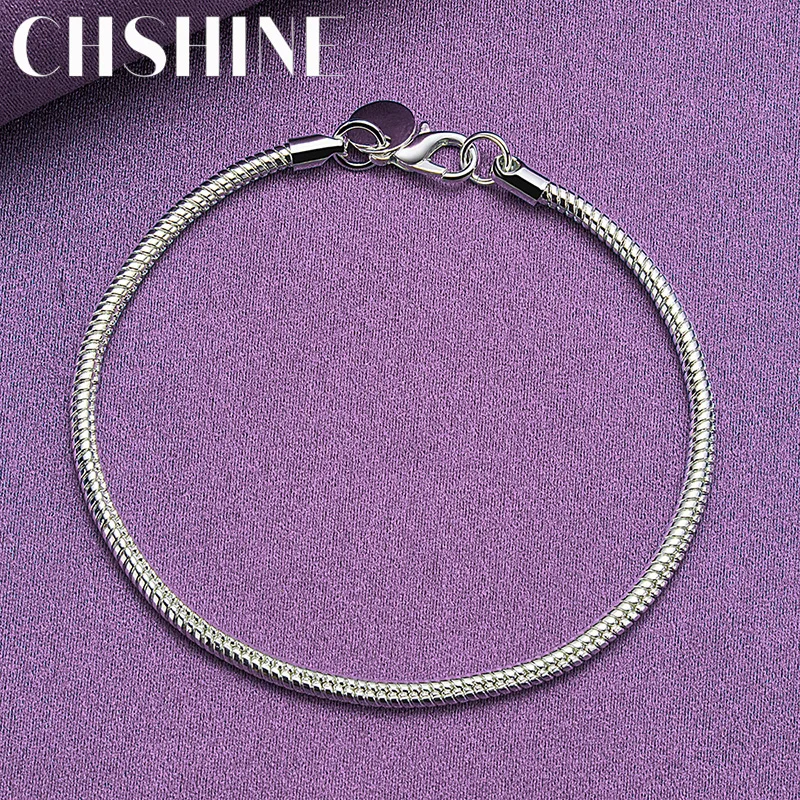 CHSHINE 925 Sterling Silver 3MM Snake Chain 6-9 inches Bracelet For Women Wedding Party Fashion Charm Jewelry