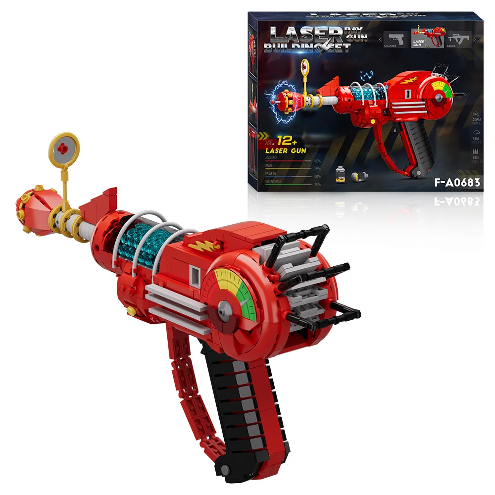 Gorbicks moc vermelho chamada de dutys ray armas modelo tijolos diy jogo arma blocos de construção kit adereços brinquedos para crianças menino presentes aniversário