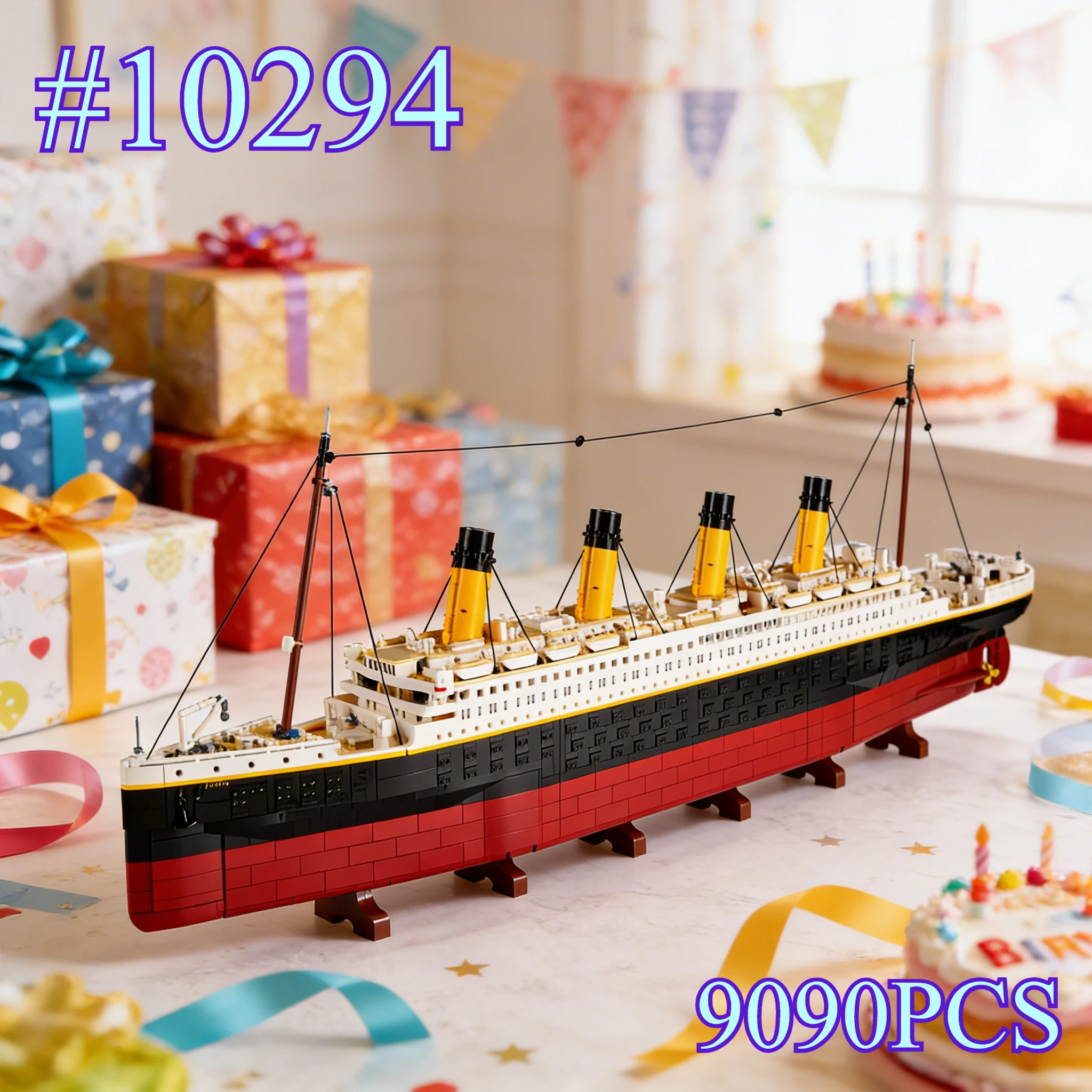 

Знаменитый красный корабль 10294: Набор мини-блоков для сборки, идеально подходит для подарков на день рождения, не совместим с деталями Lego, 9090 шт.