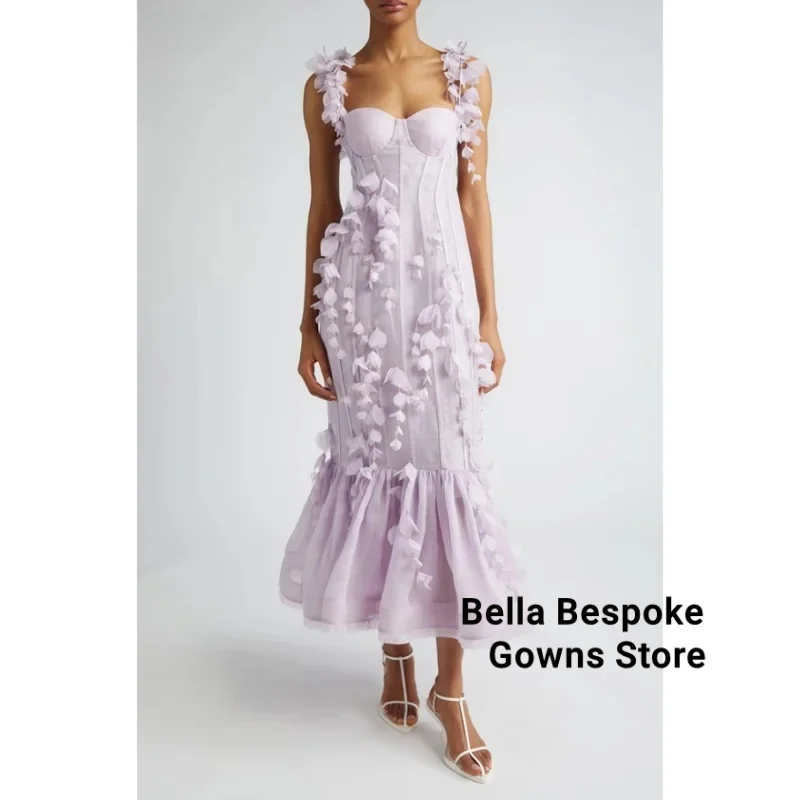 

Индивидуальные розовые 3D цветы на тонких бретельках платья для выпускного вечера без рукавов с открытой спиной свадебные платья до щиколотки для торжественного вечера