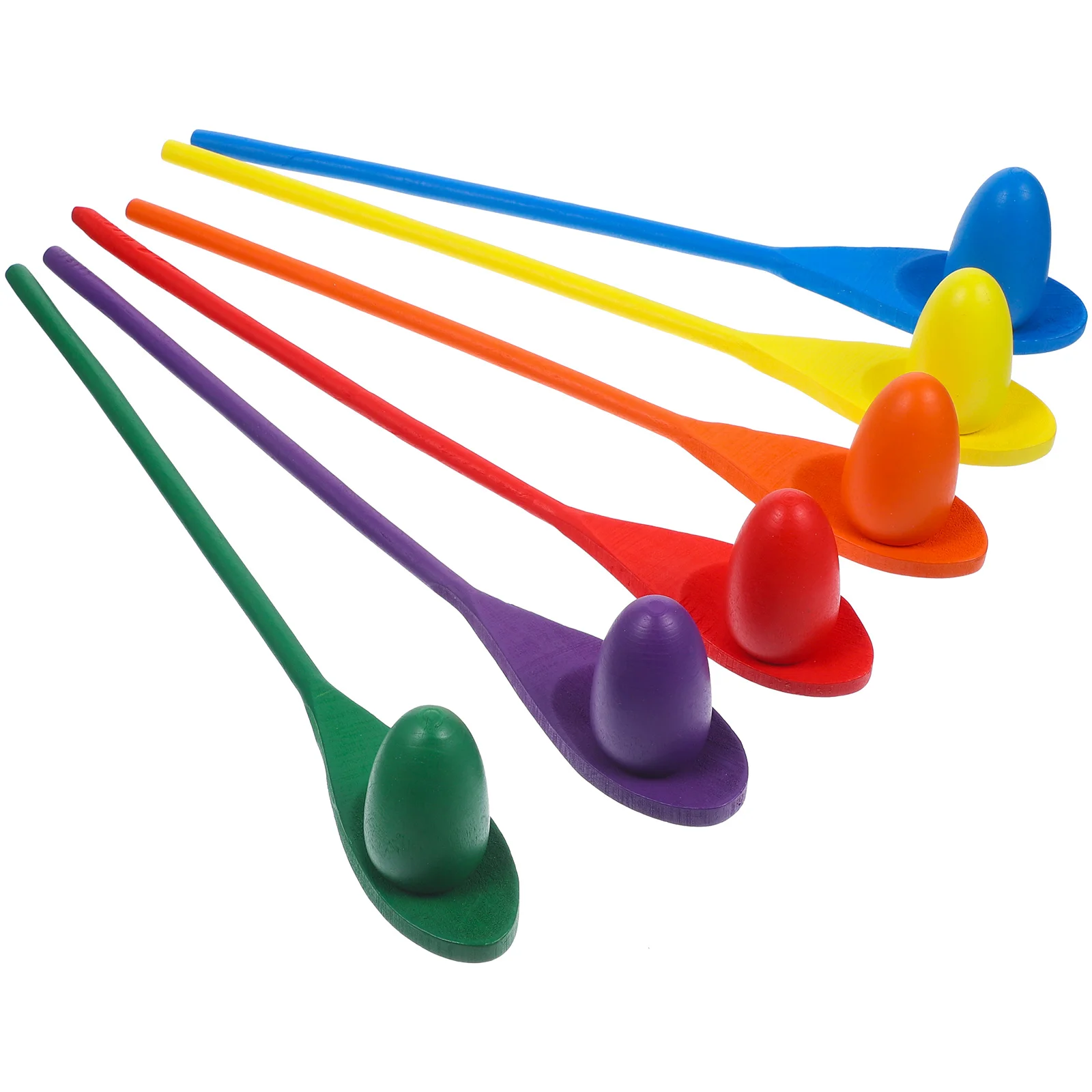

6pcs Wooden Eggs Gift Set Lightweight Outdoor Toy Race Spoons Preschool Gifts Balancing Relay Egg Spoon Game Training