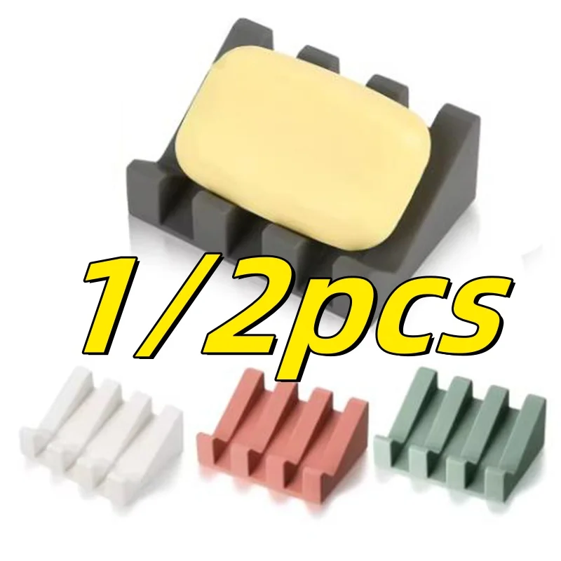 1/2/4 Peças Saboneteira de Silicone para Banheiro, Suporte Portátil para Sabonete, Mantém o Sabonete Seco, Fácil de Limpar, Bandeja para Esponja, Acessórios de Cozinha