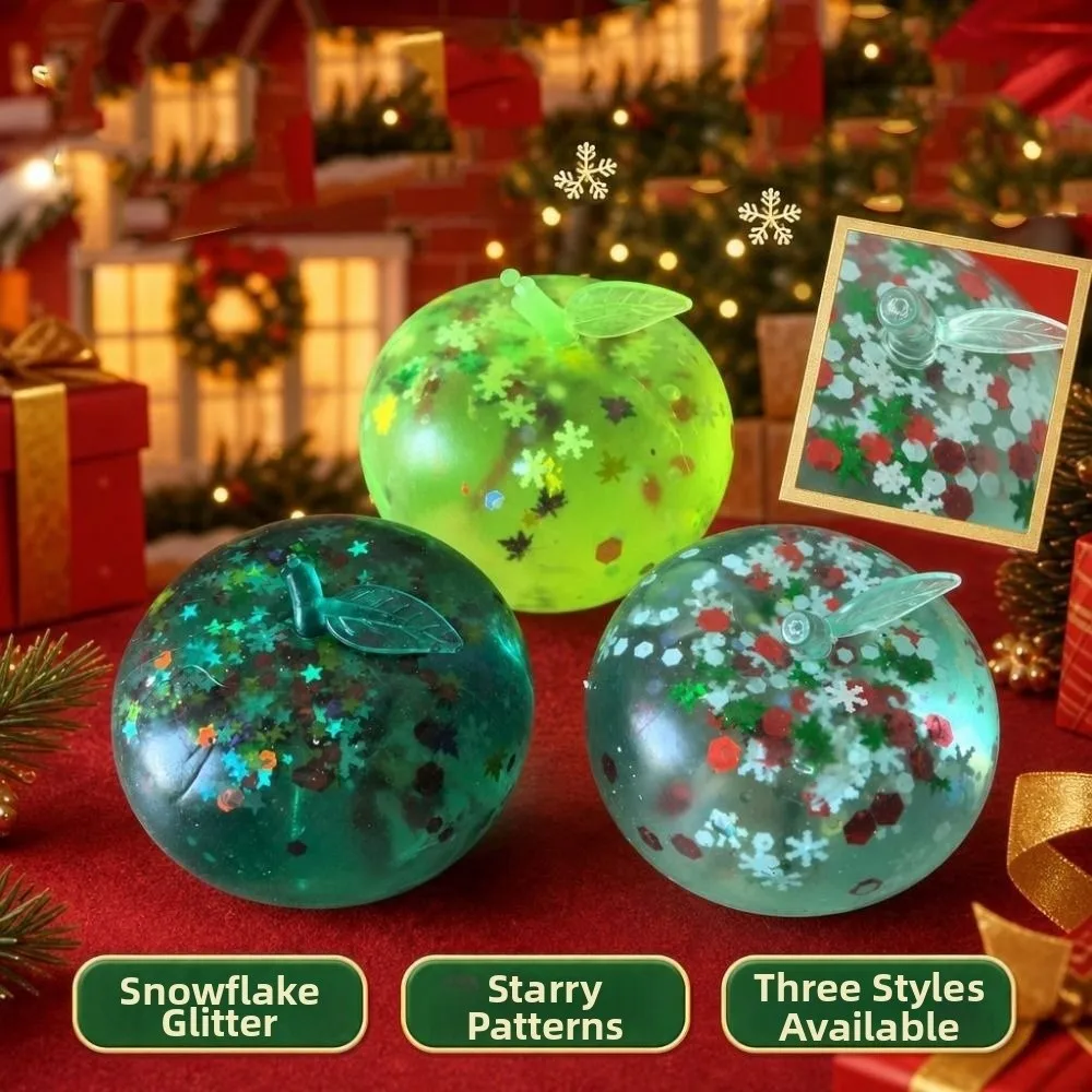 Soft TPR Christmas Snowflake Squeeze Toy Kneading Glitter Sequins TPR Snowflake Sequins Pinch Le Transparent Fruits Squishy Toys