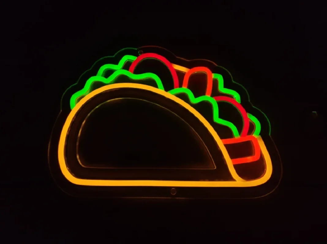 

Custom Business Taco Neon Sign Tacos Time Transparent Led light Mexican Shop Neon Lights Mexican Food Led Sign Decoration