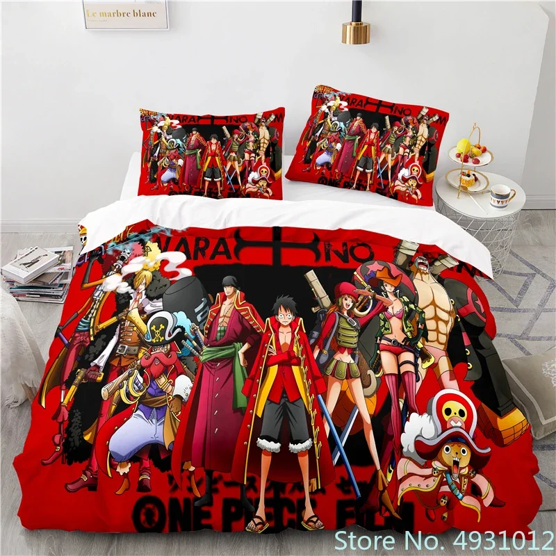 Monkey D.Luffy Cartoon Printed Bedding Set Pillowcase Anime Bedclothes 3D Printed Kids Adult Boys Quilt Duvet Cover Gift