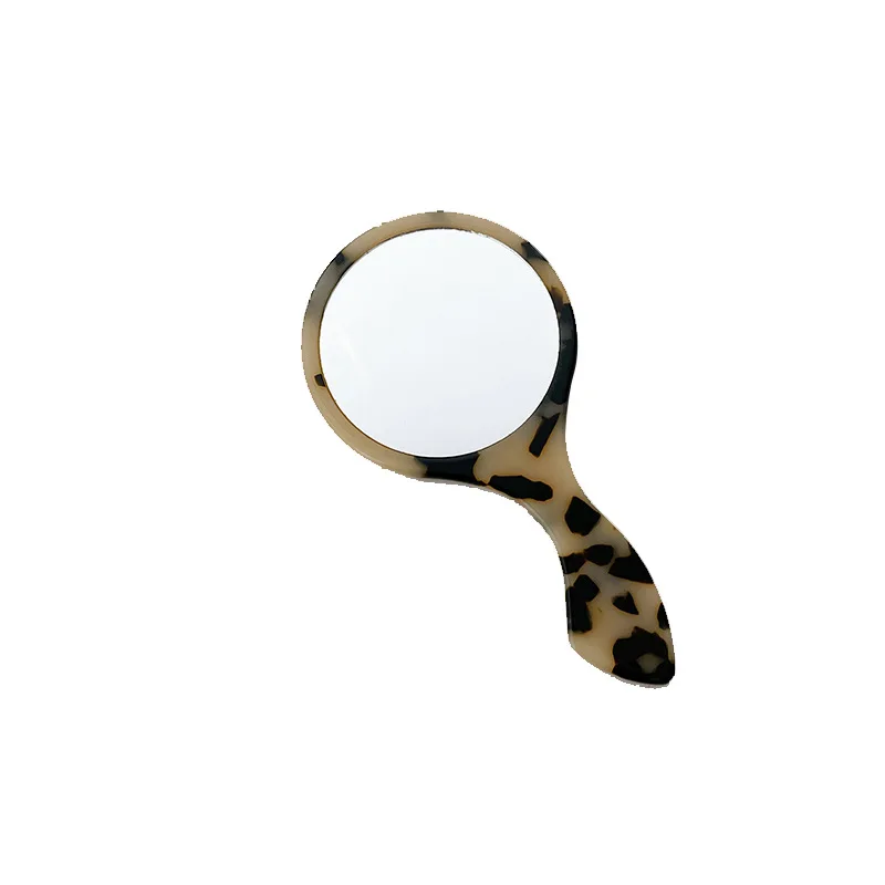 Miroir de maquillage coréen à l'acide acétique pour femmes et filles, portable, à main, avec poignée, en élasthanne simple face