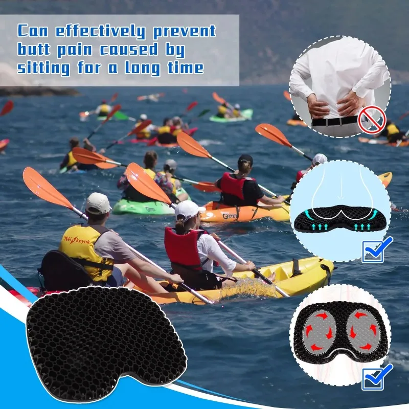 

Anti Slip Kayak Gel Seat Cushion Thick Waterproof Egg Seat Cushion Kayak Seat Pad With Non-Slip Cover For Sit In Kayak