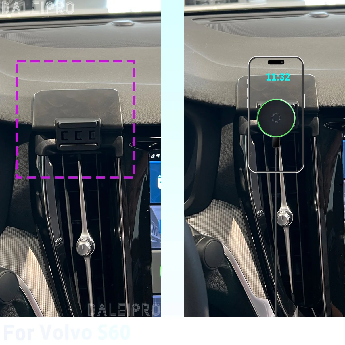 Made to measure for Volvo S60 S 60 2022 2023 2024 Phone Holder Car Magnetic Phone Mount Smart Sensing Wireless Charging