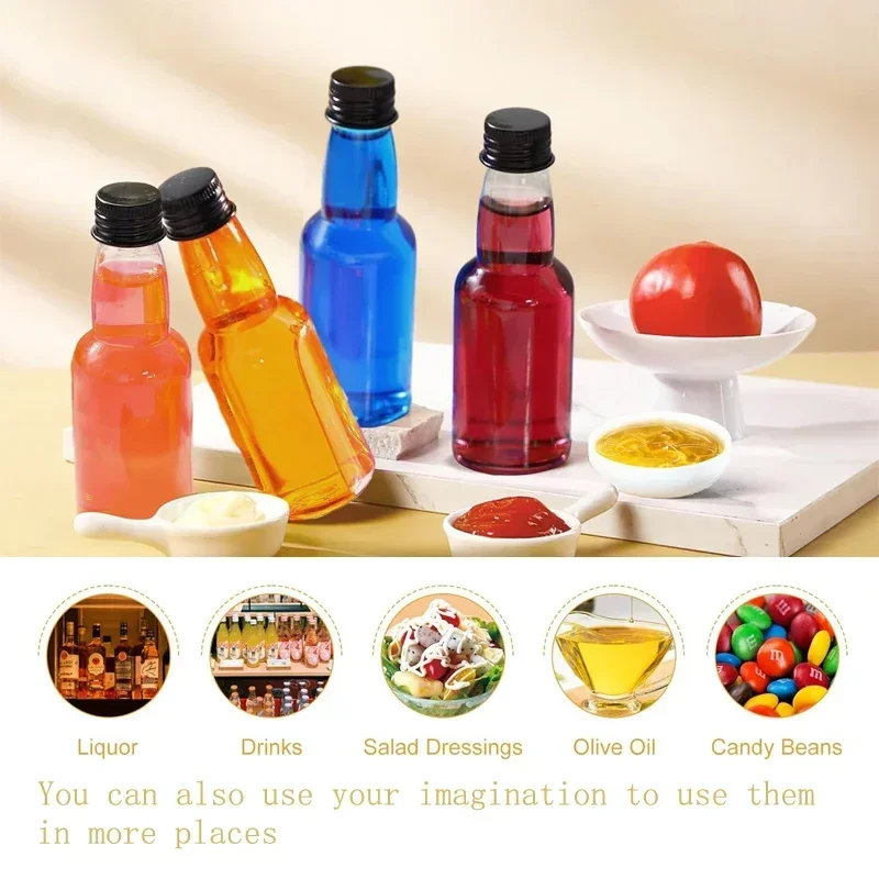 50Pcs 30-150ML Reusable Portable Plastic Mini Juice Bottles For Wine Juice Beverage Oil Seasoning Liquor Bottle Drink Containers