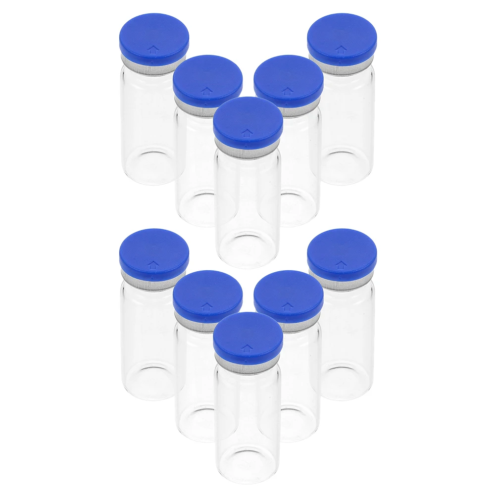 

10 Pcs Glass Bottle Containers Flat Bottom Vials Lab Sample Freeze-dried Powder