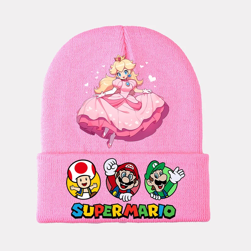 Gorros de punto de Super Mario, gorros bonitos de princesa Peach de Luigi, gorros con estampado de personajes del juego, gorros cálidos y cómodos, regalos de fiesta