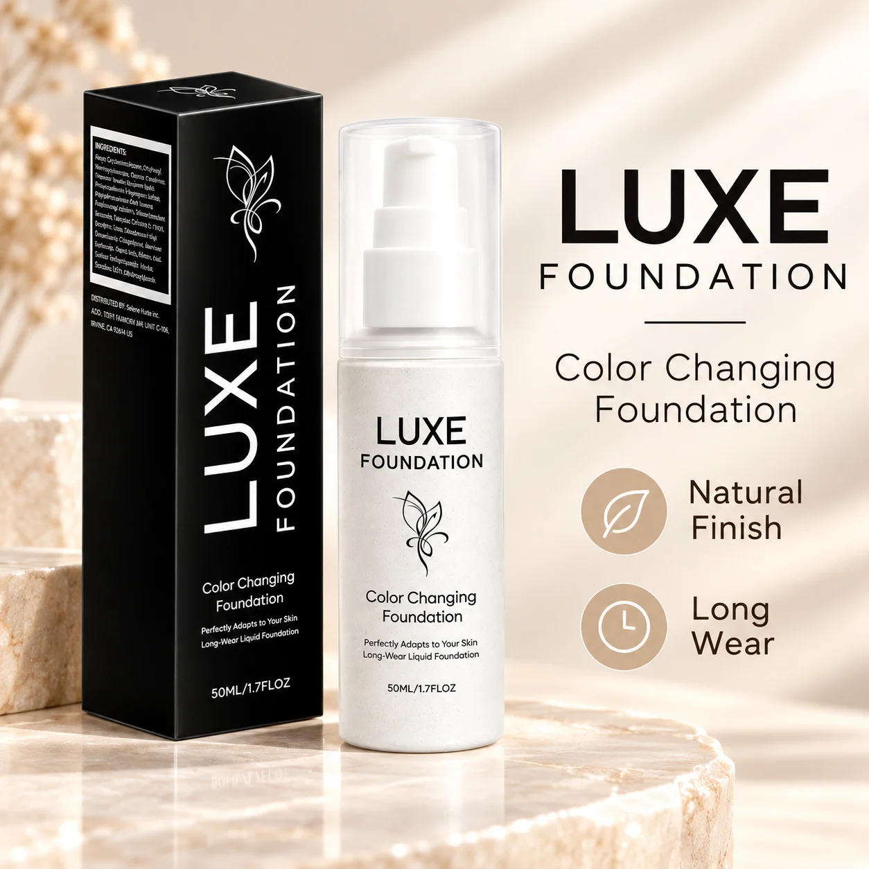 Long Wear Color Changing Foundation 50ml Liquid Face Makeup for Adaptive Tone Seamless Coverage and a Natural Smooth Finish Use