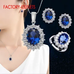 Set di gioielli da sposa con ago in argento Sterling 925 gioielli di moda fiore romantico CZ Crystal Women Girls Engagement Anniversary
