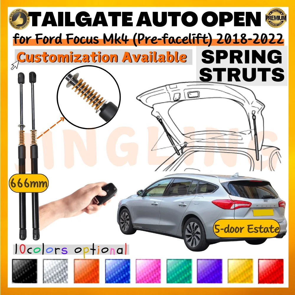 

Qty(2) Trunk Strut with Spring for Ford Focus Mk4 Estate (Pre-facelift) 2018-2022 Rear Tailgate Boot Lift Support Shock Absorber