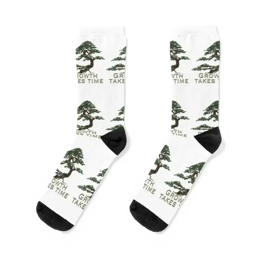 

Growth Takes Time Bonsai Tree Socks bright garter Antiskid soccer luxury moving stockings Men's Socks Luxury Women's