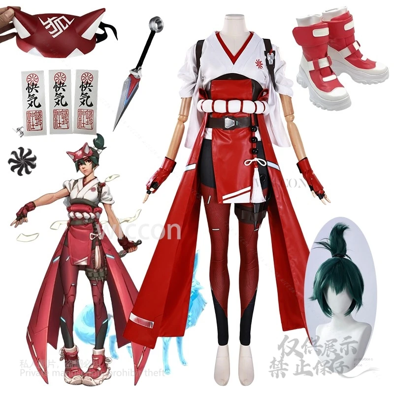 

Аниме игра Over Watch Kiriko Косплей Костюм Оригинальная кожа Полный комплект Обувь Маска Реквизит Талисман Парик Униформа Хэллоуин Вечеринка XS-3XL