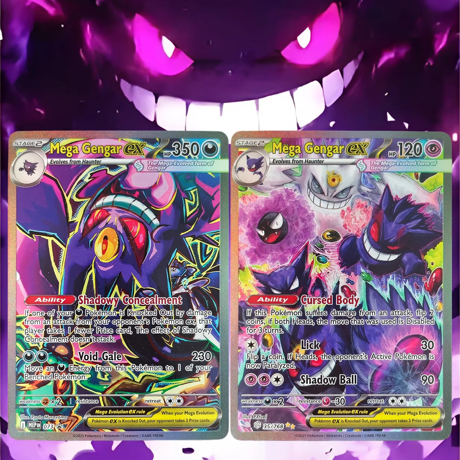 Selbstgemachte Pokemon TCG Mega Gengar ex Verschiedene Stile Fan-Art Anime-Spiel Sammelkarten Spielzeug