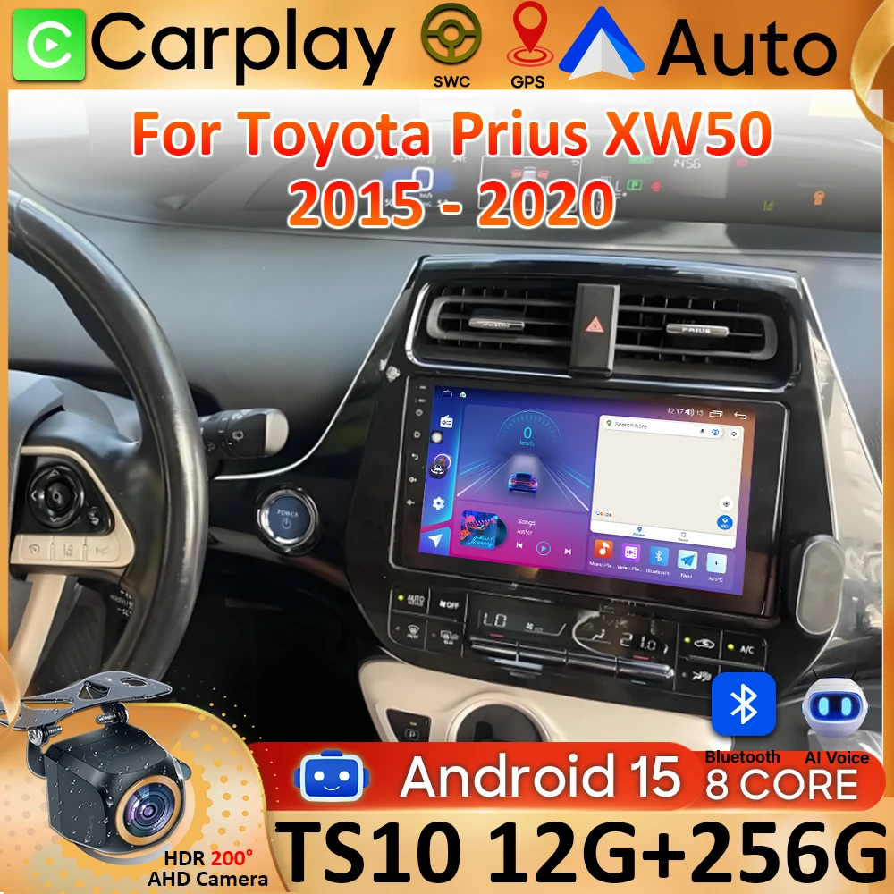 أندرويد السيارات Carplay لتويوتا بريوس XW50 2015 2016 2017 2018 2019 2020 عرض شاشة السيارة لتحديد المواقع والملاحة راديو السيارة فيديو DSP