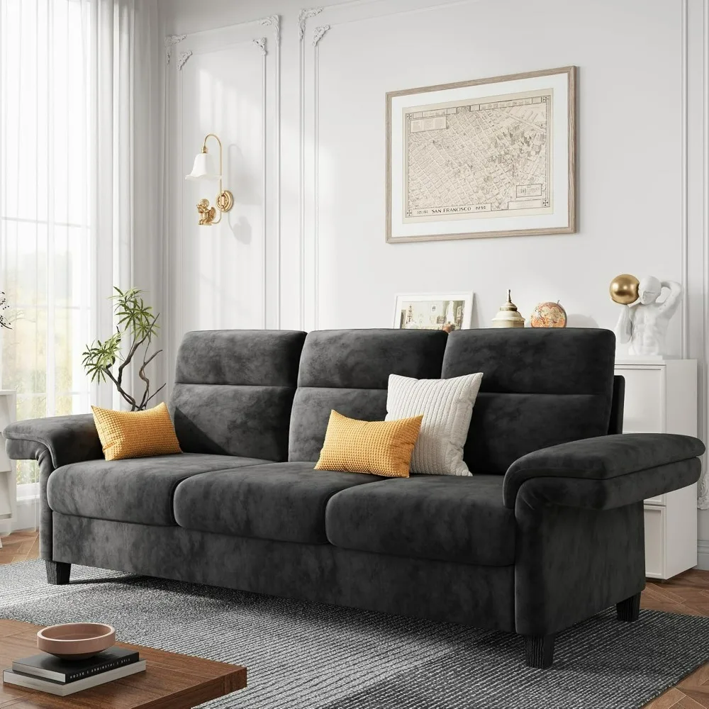 92 Inch Sofa, Extra Deep Seats 3 Seater Sofa with Adjustable Armrests, Modern Couches  Easy Assembly, Comfy Lounge Couch Sofas