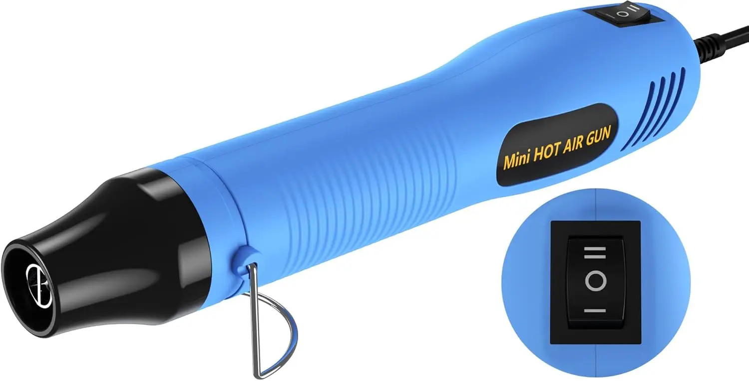 

Mini Heat Gun 250℃/350℃ 2-Temp Settings, 230W Fast Heating Hot Air Tool with 5ft Cord Overload Protection for Crafting, Vinyl Wrap, Shrink Tubing